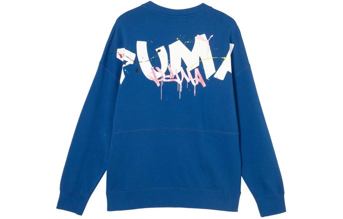Puma Classics FTP Crewneck Sweatshirt Blue Glaze Long Sleeve Embroidered Design 625829-17