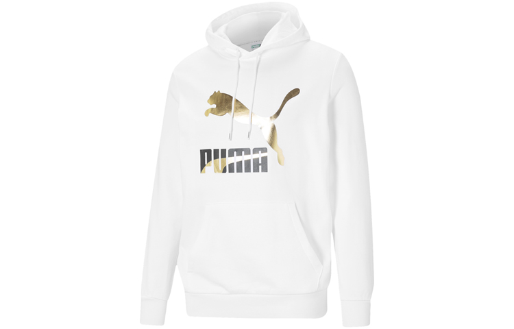 Puma Classics Gold Logo Hoodie Pullover White 531370-02