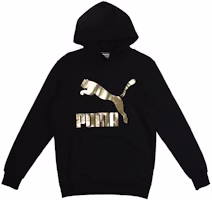 Puma Classics Gold Logo Knit Pullover Hoodie Men’s Black 595907-51