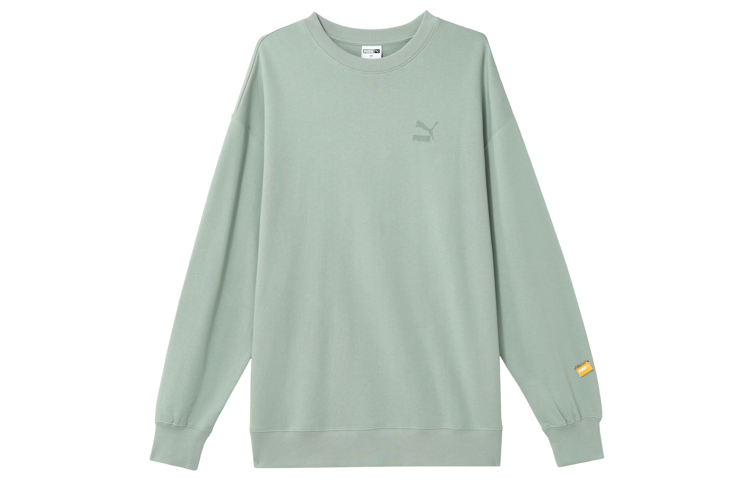 Puma Classics Green Logo Print Pullover Sweatshirt for Men 624941-54