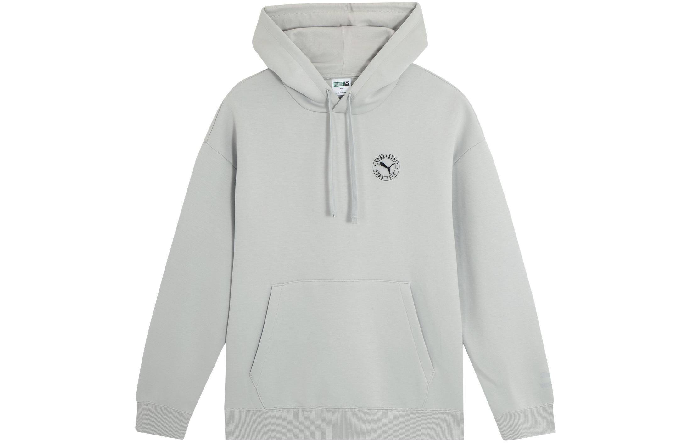 Puma Classics Hoodie Light Gray Unisex Pullover with Logo, Casual Fit 627879-09