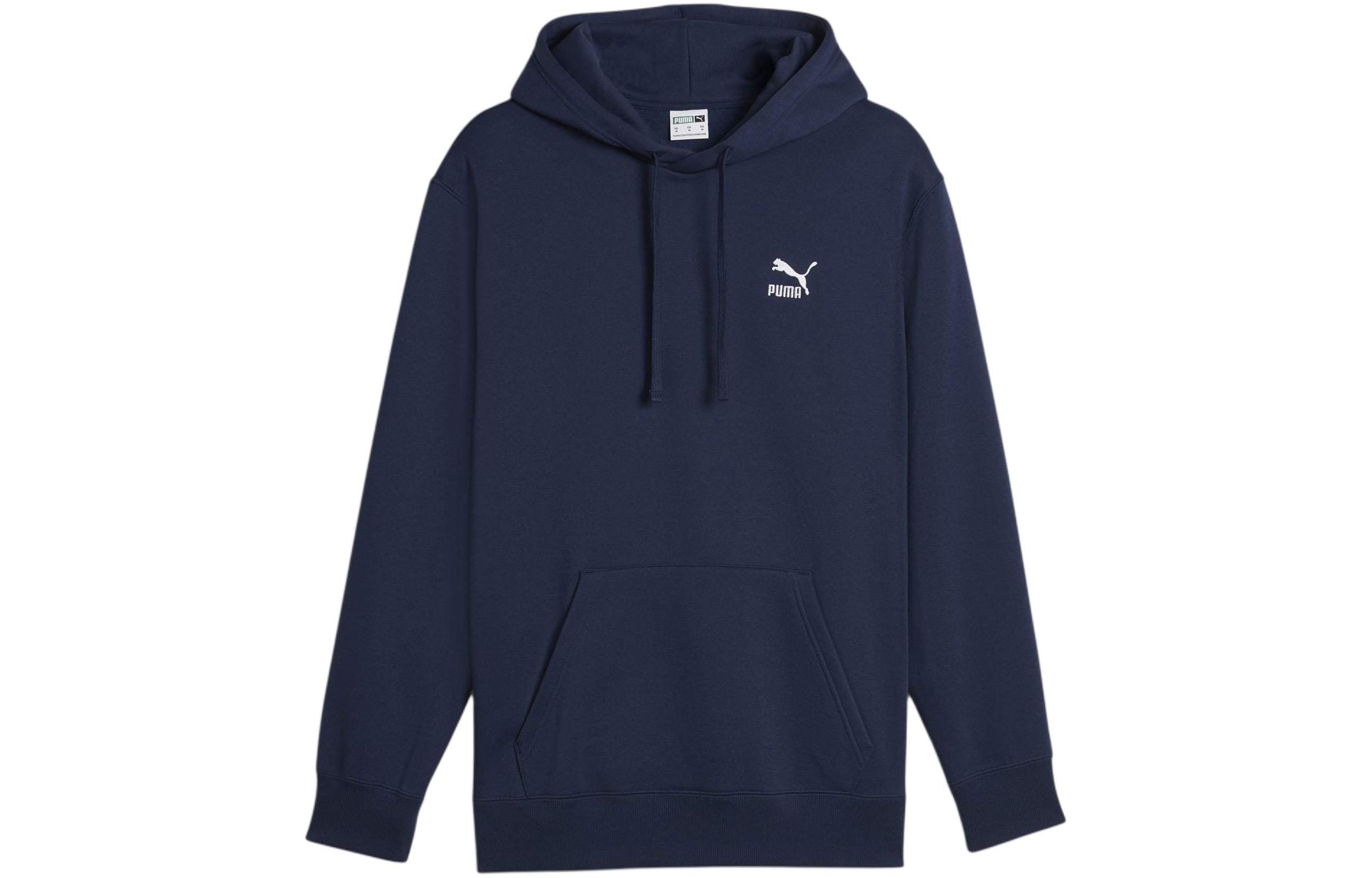 Puma Classics Hoodie Solid Navy Blue Casual Pullover with Kangaroo Pocket 535596-14