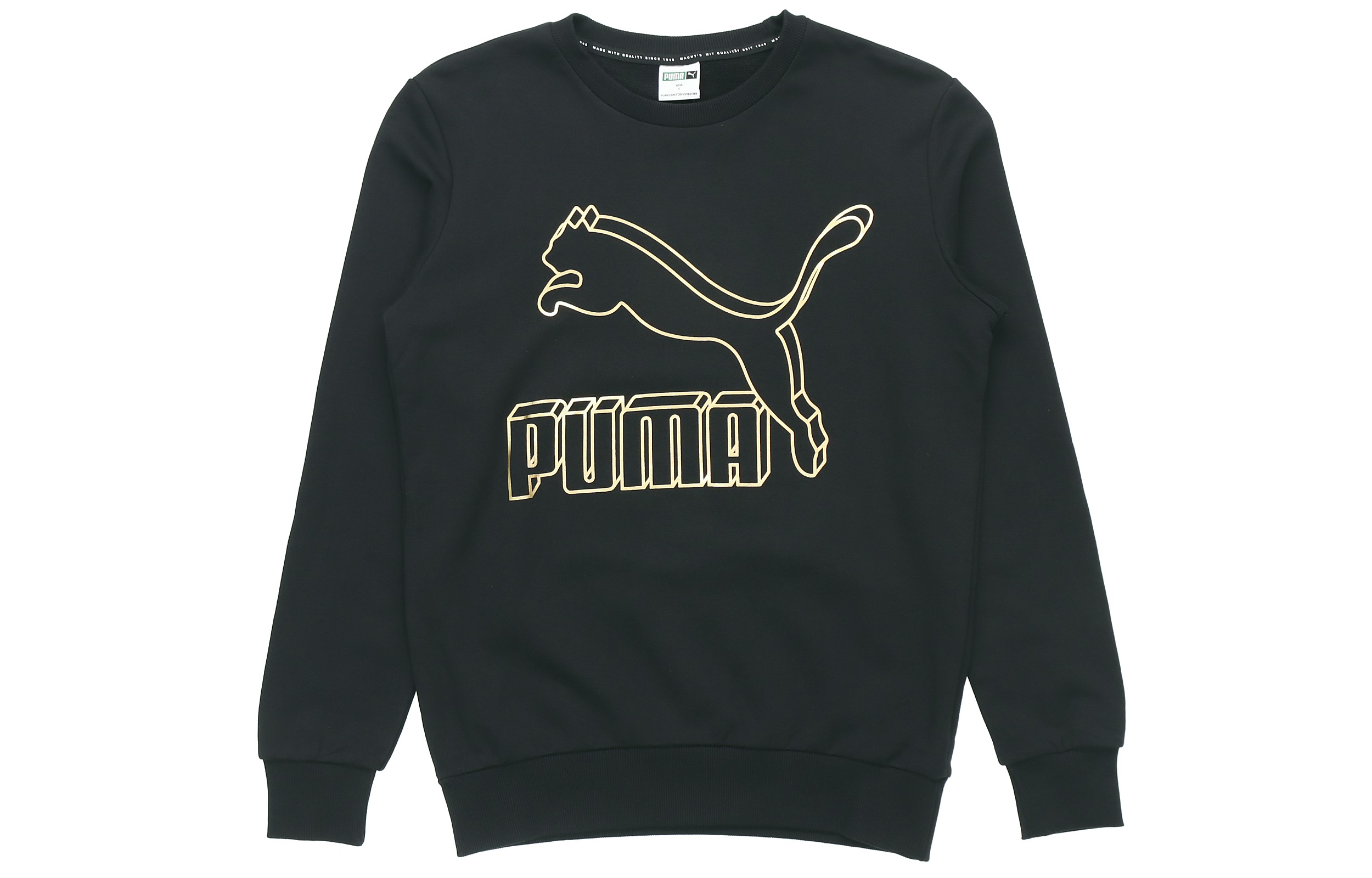 Puma Classics Logo Crewneck Sweatshirt Black - Casual Sportswear 595892-56