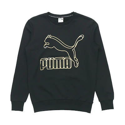 Puma Classics Logo Crewneck Sweatshirt Black - Casual Sportswear 595892-56