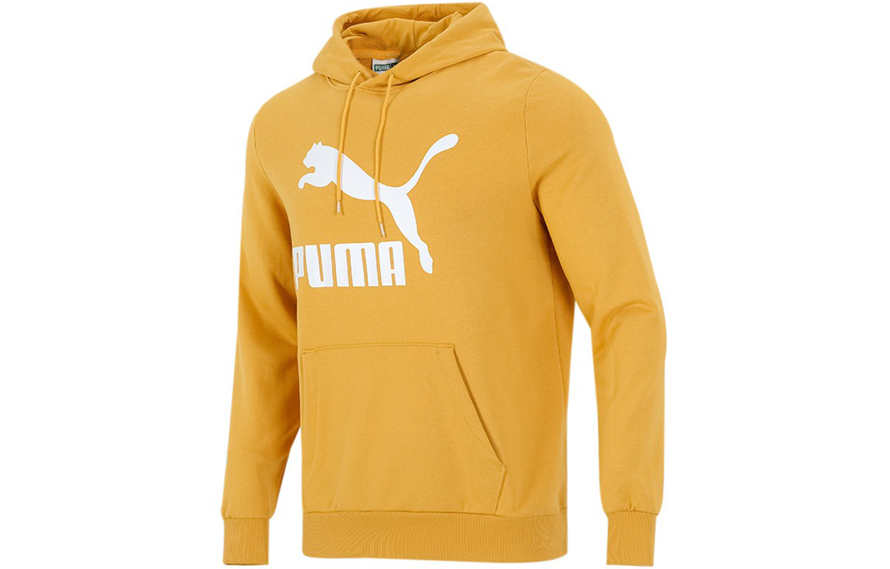 Puma Classics Logo Printed Pullover Hoodie Gold 531370-37
