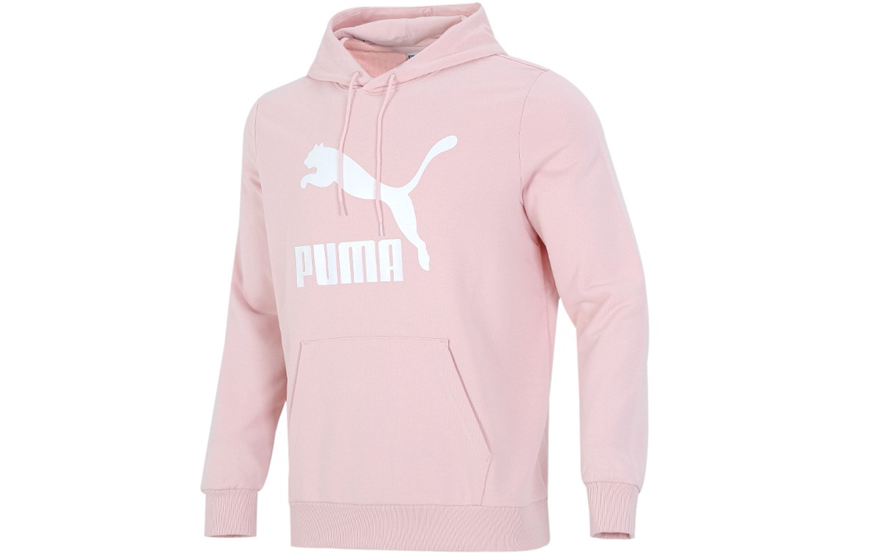 Puma Classics Logo Pullover Hoodie Pink Casual Sweatshirt 531370-26