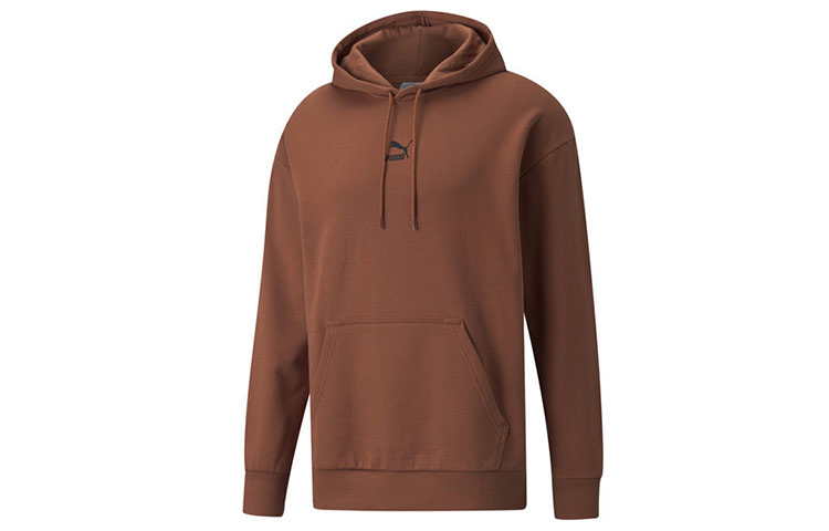Puma Classics Oversized Hoodie Casual Drawstring Pullover - Coffee Brown 533114-17
