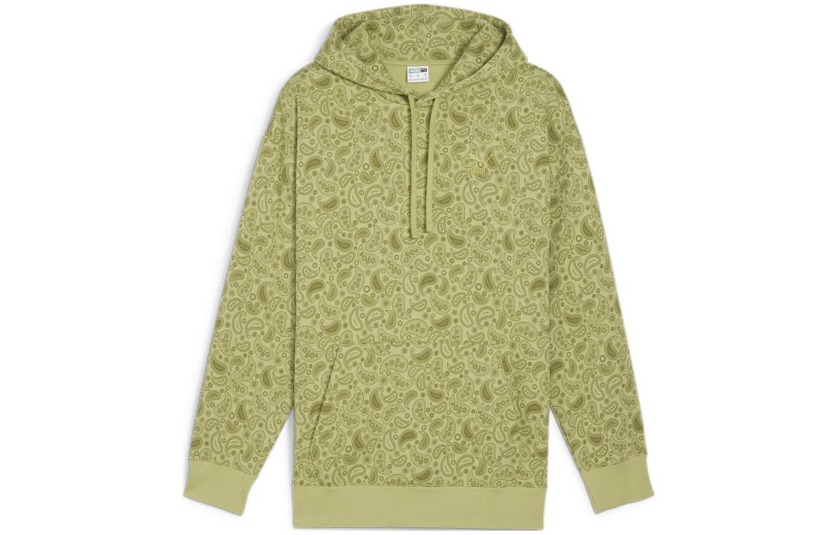 Puma Classics Paisley Luxe AOP Hoodie Fleece Green Casual Sweatshirt 625232-53