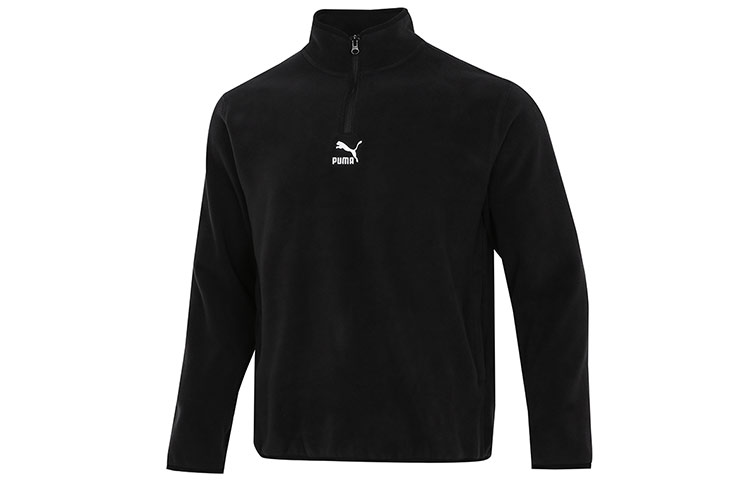 Puma Classics Polar Fleece Half-Zip Crew Sweatshirt Men’s Black 533121-01