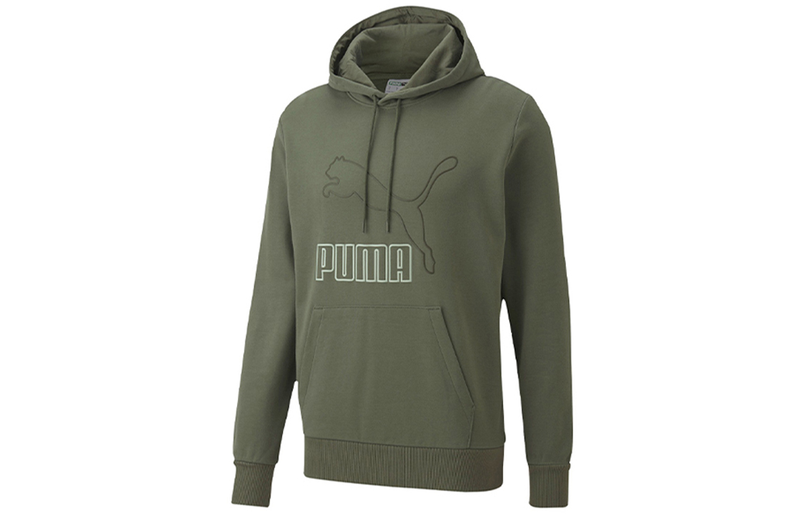 Puma Classics Printed Drawstring Hoodie Dark Green 599300-64