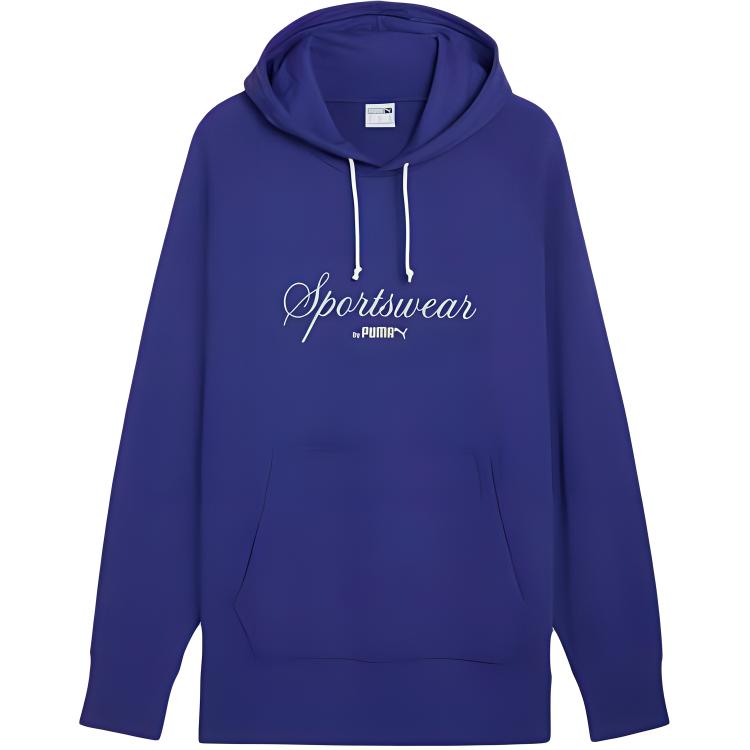 Puma CLASSICS Relaxed Fit Purple Hoodie with Logo Print and Breathable Design 626722-27