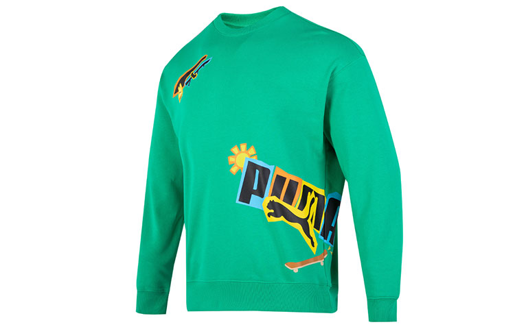 Puma Classics Street Sport Crew Green Casual Sweatshirt 539968-36