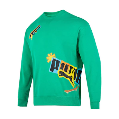 Puma Classics Street Sport Crew Green Casual Sweatshirt 539968-36