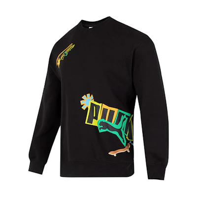 Puma Classics Street Sport Crew Logo Retro Sweatshirt Black - Casual Style 539968-01