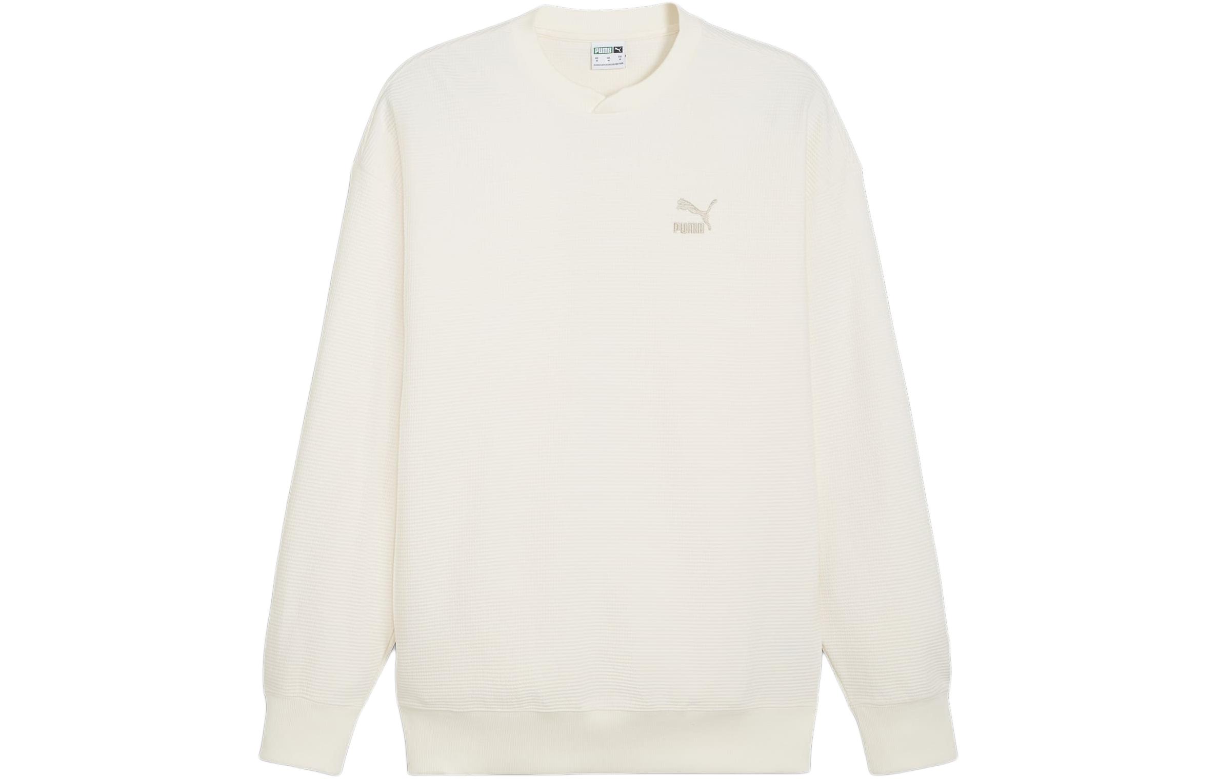 Puma Classics Waffle Textured Long Sleeve Sweatshirt Beige 624253-66