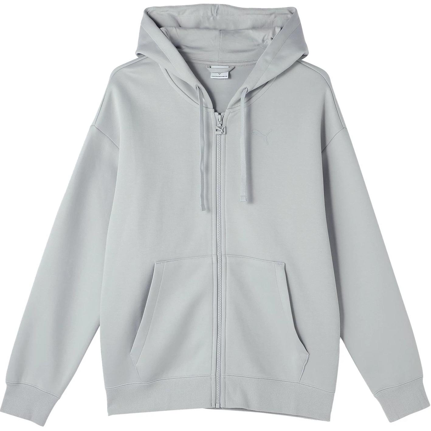 Puma Classics Zipper Hoodie Unisex Light Gray Casual Long-Sleeve Sweatshirt 631151-09