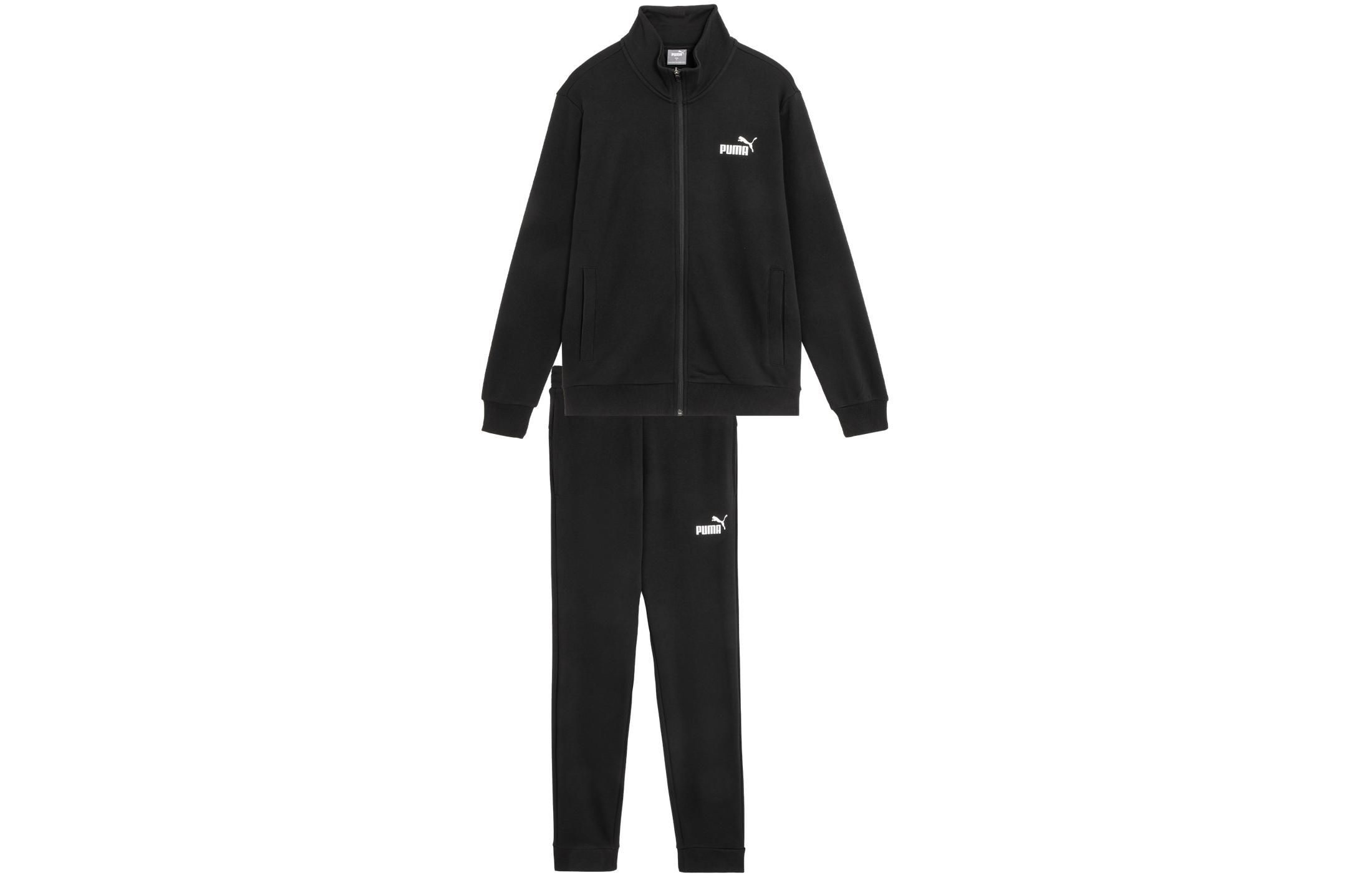 PUMA Clean Sweat Suit  Black Track Jacket & Joggers Casual Sports Set. 681268-01