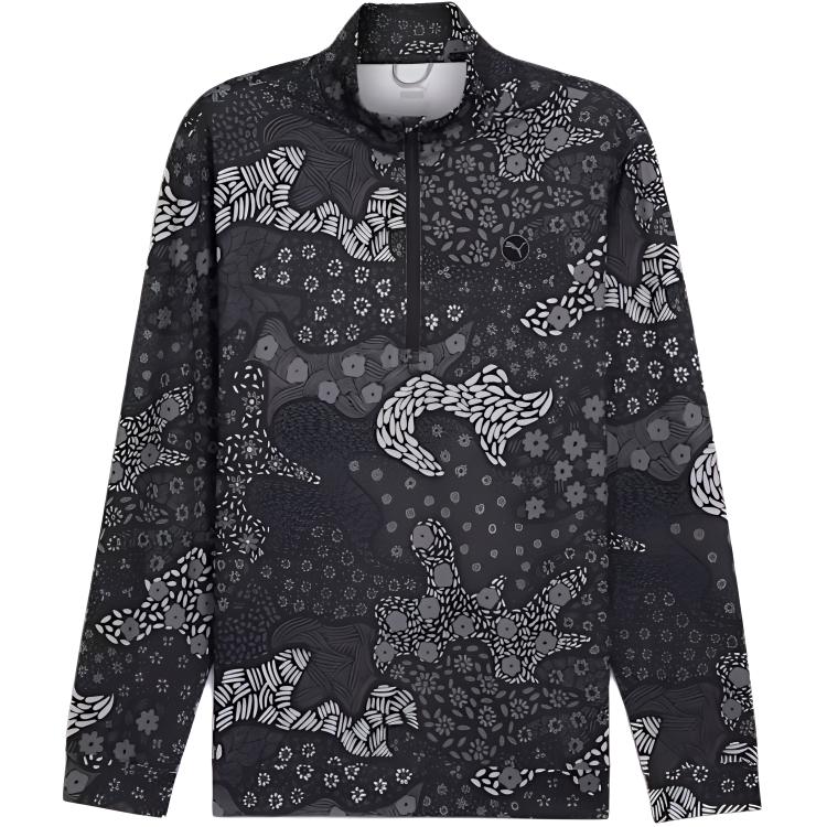 Puma CLOUDSPUN Bloom Camo Quarter-Zip Black Pullover Sweatshirt 628406-02