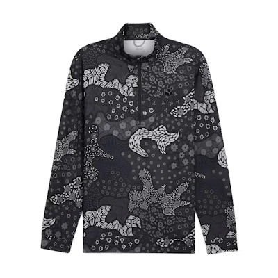 Puma CLOUDSPUN Bloom Camo Quarter-Zip Black Pullover Sweatshirt 628406-02