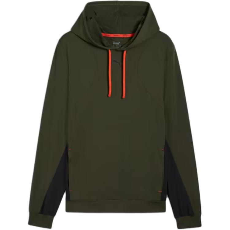 Puma CLOUDSPUN Pullover Hoodie Olive/Black Colorblock Long Sleeve 525716-80