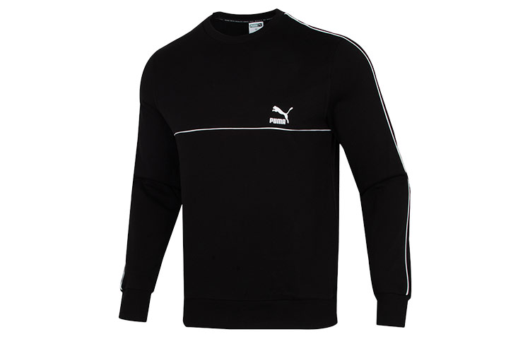 Puma CLSX Piped Crewneck Logo Sweatshirt Black 534157-01