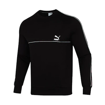 Puma CLSX Piped Crewneck Logo Sweatshirt Black 534157-01