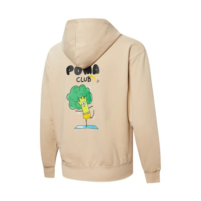 Puma Club Graphic Cartoon Print Knit Hoodie Jacket Khaki Mens 533199-20