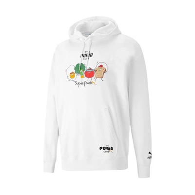 Puma Club Graphic Hoodie White - Sporty Knit Pullover with Fun Prints 533198-02