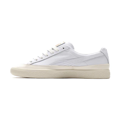 Puma Clyde Rubber Toe Leather Leisure Board Shoes White