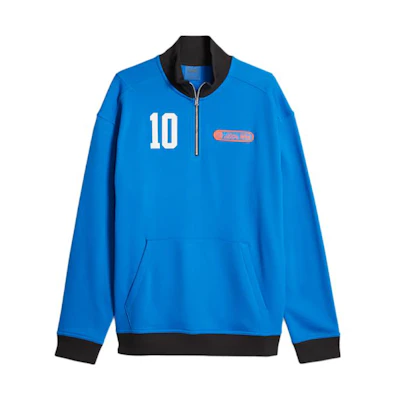 Puma Clydes Closet Pullover Sweatshirt Racing Blue with Colorblock Print 622034-01