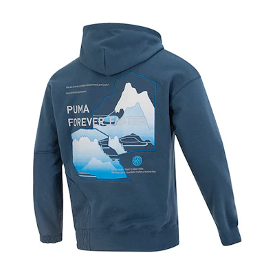 Puma CNY Chinese New Year Hoodie Blue Embroidered Logo & Graphic Back Design 539593-16