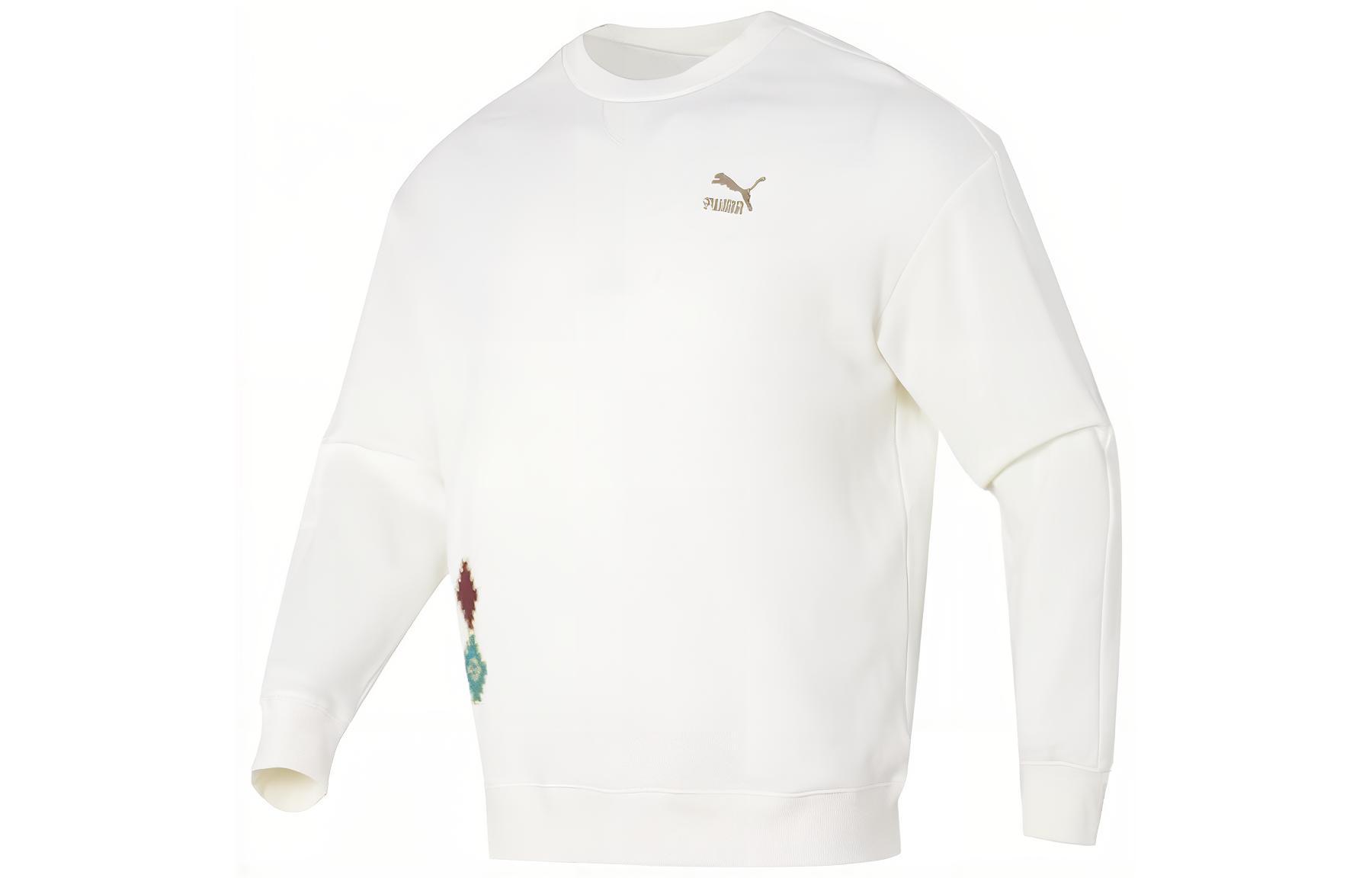 Puma CNY Dragon Series Embroidered Logo Crewneck Sweatshirt White Unisex 625834-65