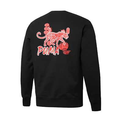 Puma CNY Yott Graphic Crew Pocket Lettering Knit Sweatshirt Unisex Black 534740-01