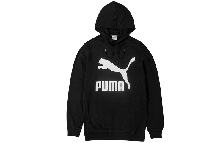 Puma College Style Color-Block Logo Hoodie Unisex Black Couple's Edition 579071-01