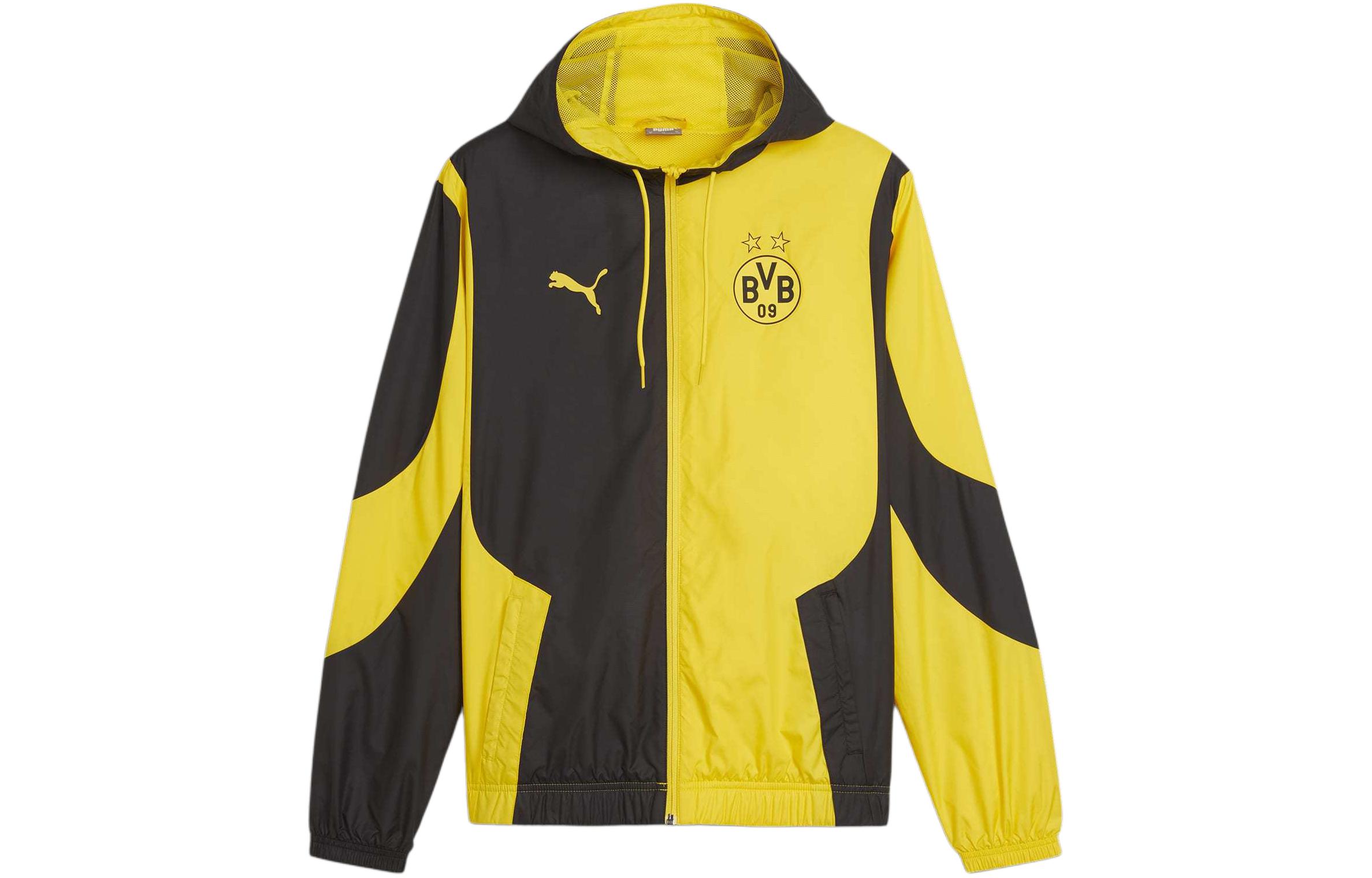 Puma Color-Block Logo Hoodie Jacket Yellow 774202-01