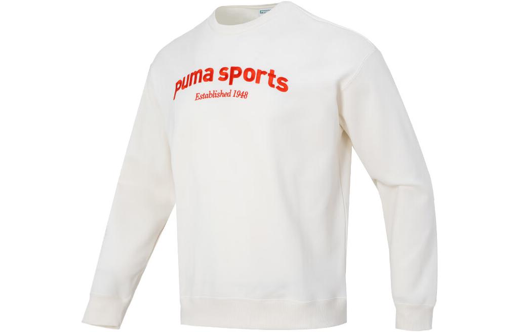 Puma Color-Block Logo Print Crewneck Sweatshirt White/Red 625312-65