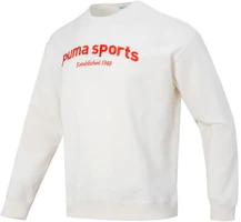 Puma Color-Block Logo Print Crewneck Sweatshirt White/Red 625312-65 Puma Color-Block Logo Print Crewneck Sweatshirt White/Red 625312-65