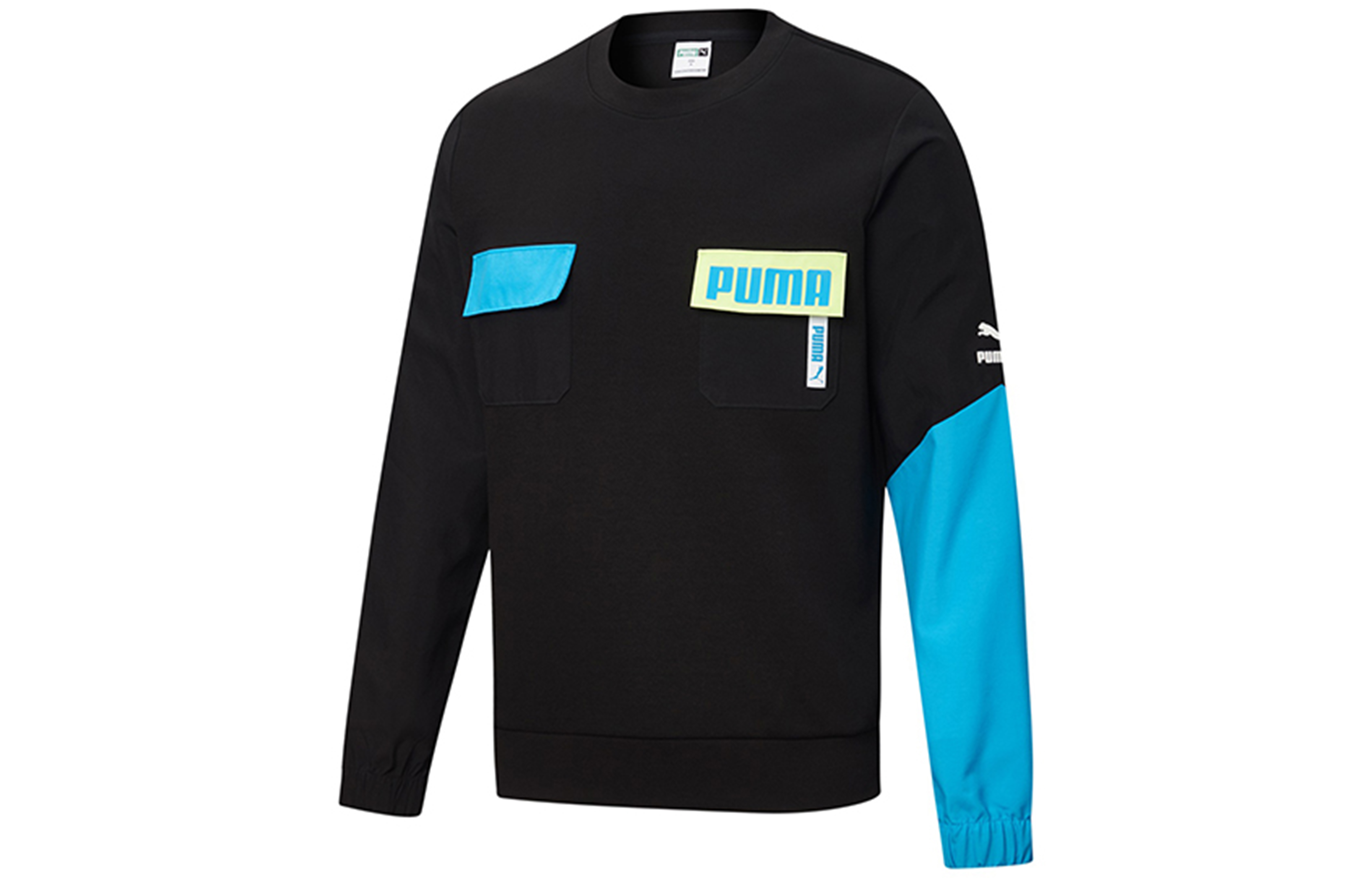 Puma Colorblock Crewneck Casual Sweatshirt Black 532181-01