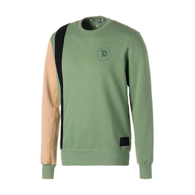 Puma Colorblock Crewneck Pullover Sweatshirt Green 537798-01