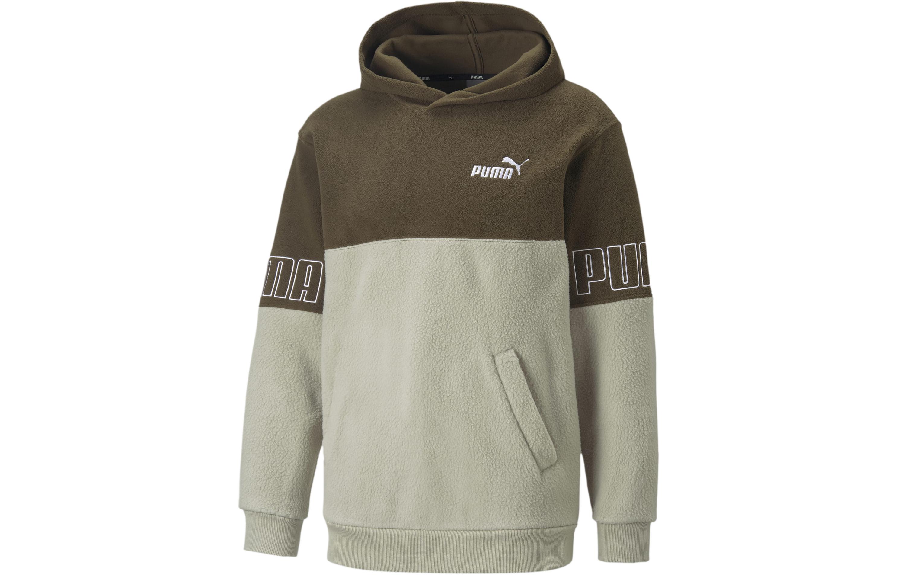 Puma Colorblock Fleece Hoodie Pebble Gray 672513-68