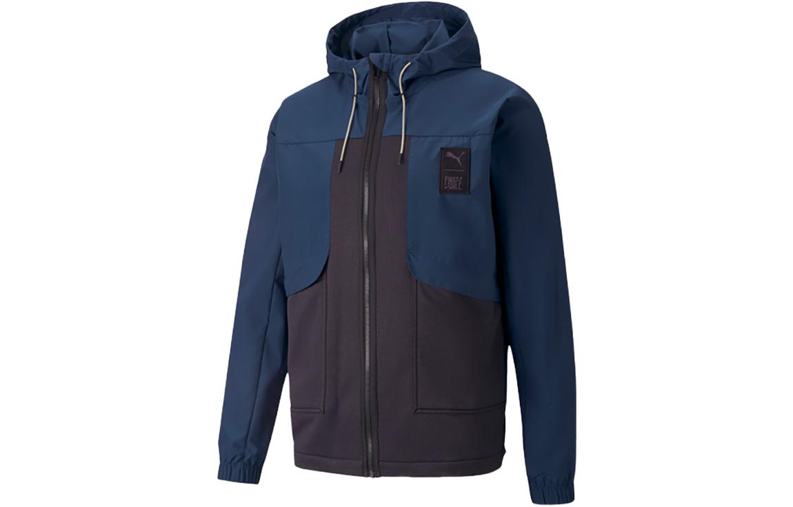 Puma Colorblock Hoodie Sports Jacket Men’s Deep Blue 521003-65