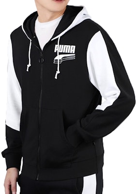 푸마 컬러블록 니트 후드 재킷 블랙 화이트 러닝 트레이닝 의류 582733-01 Details for 푸마 컬러블록 니트 후드 재킷 블랙 화이트 러닝 트레이닝 의류 582733-01