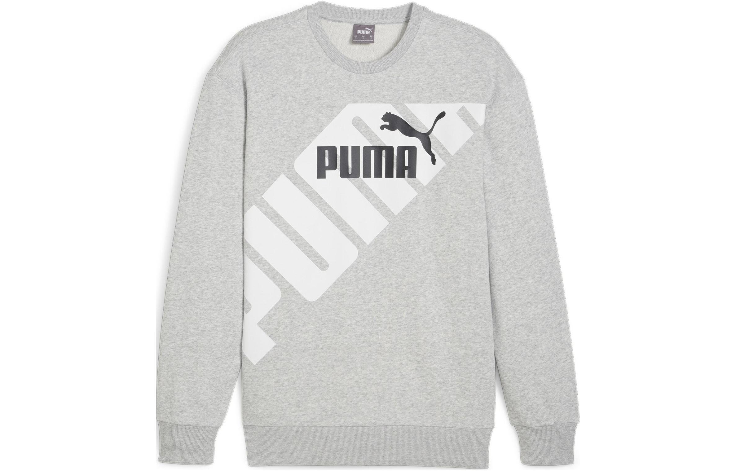 Puma Colorblock Logo Crewneck Sweatshirt Gray 681298-04