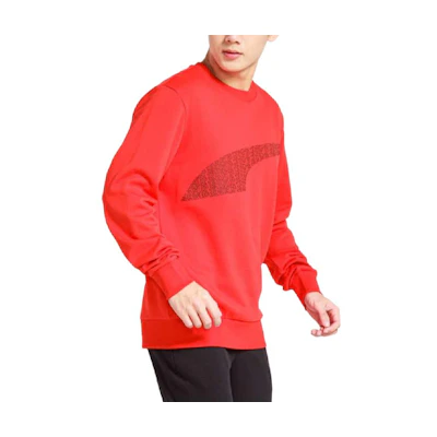 Puma Colorblock Logo Crewneck Sweatshirt in Bright Red 557865-21