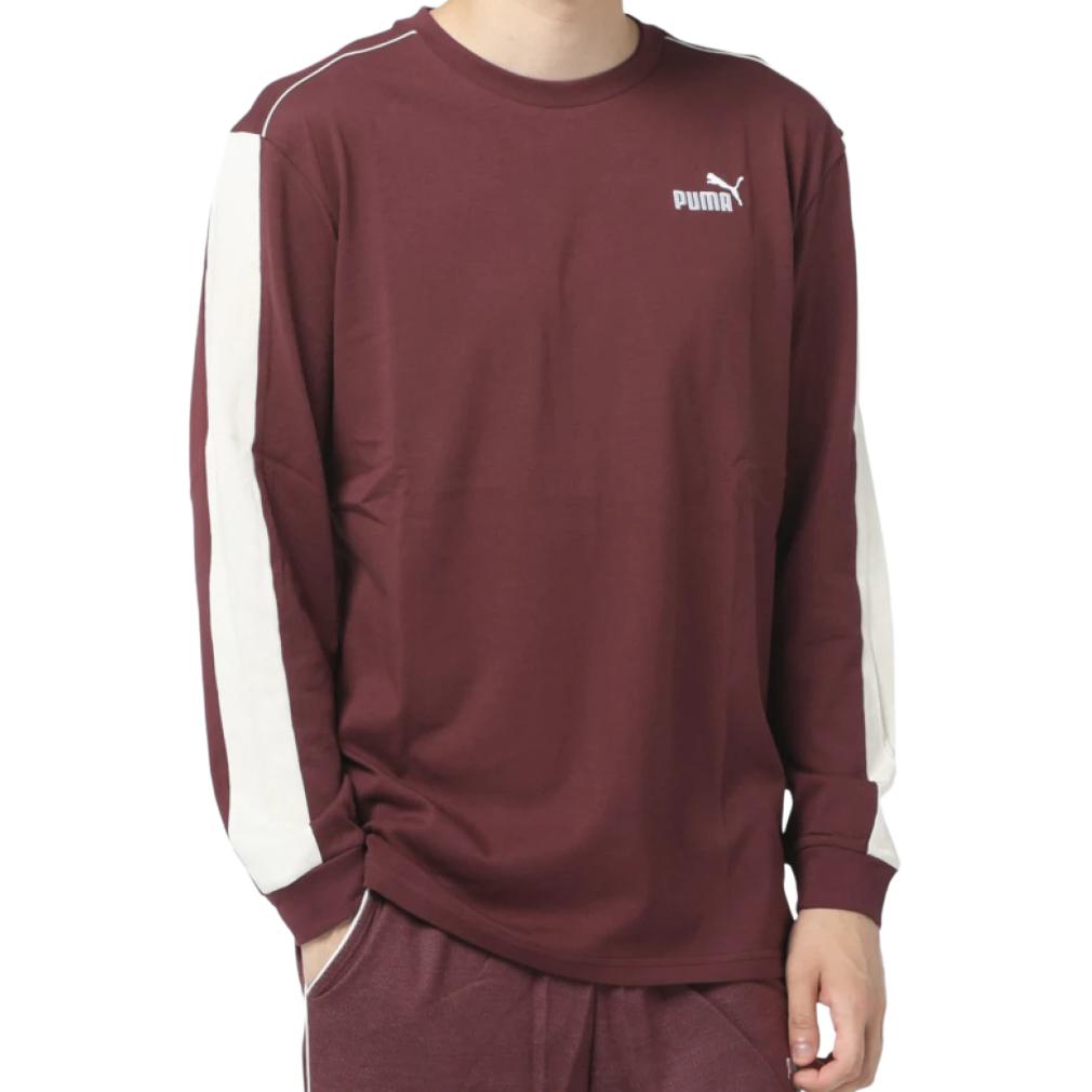 Puma Colorblock Logo Crewneck Sweatshirt Maroon 677674-22