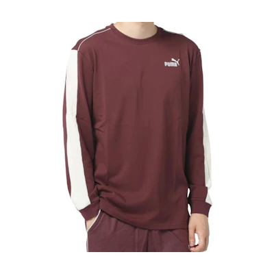 Puma Colorblock Logo Crewneck Sweatshirt Maroon 677674-22