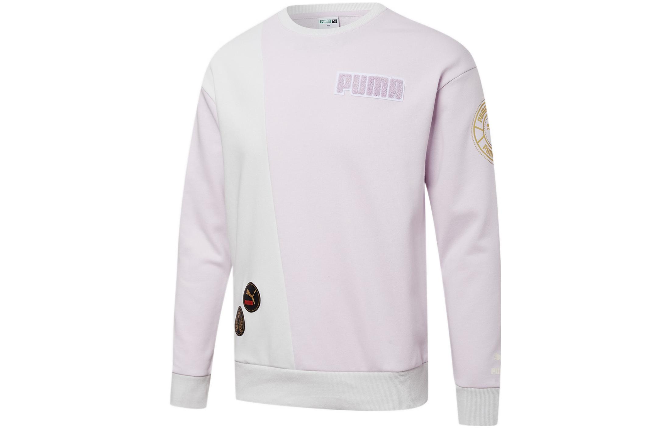 Puma Colorblock Logo Crewneck Sweatshirt Pastel Purple Unisex Casual Style 537008-17