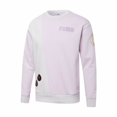 Puma Colorblock Logo Crewneck Sweatshirt Pastel Purple Unisex Casual Style 537008-17