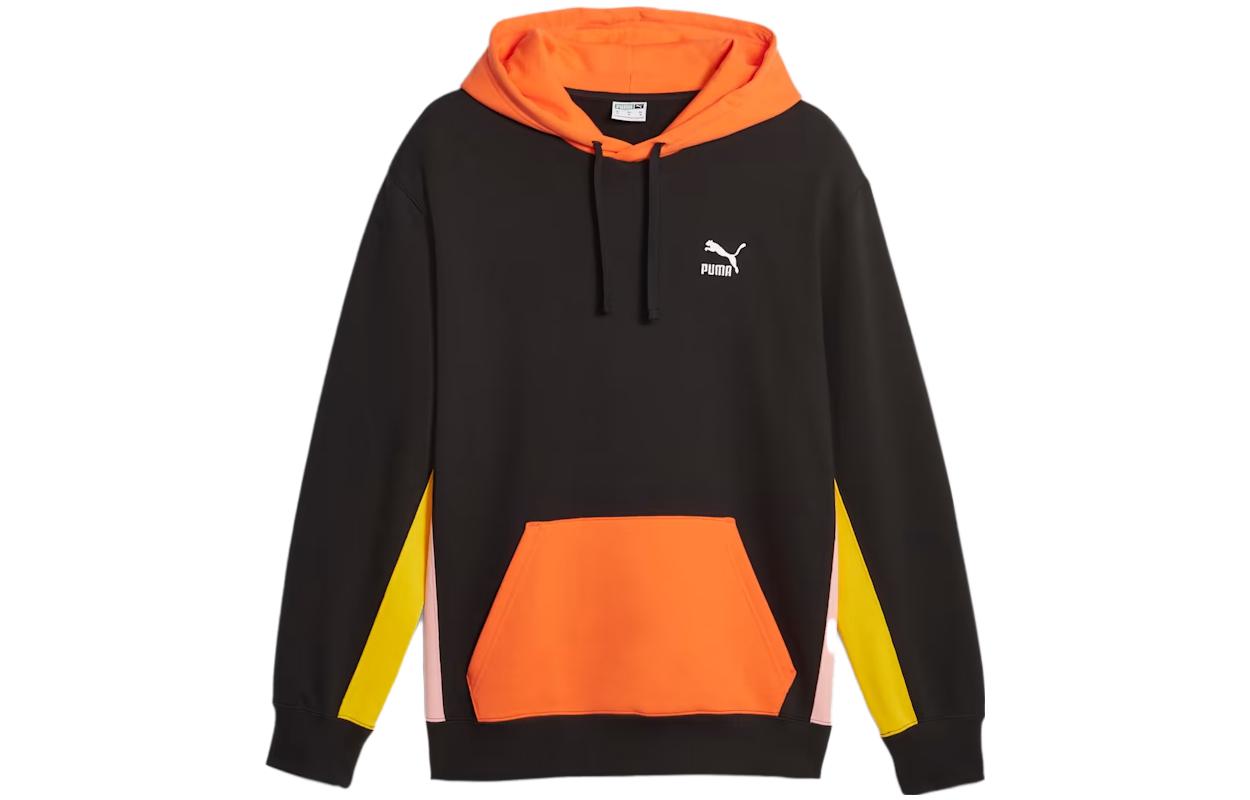 Puma Colorblock Logo Print Hoodie Black/Orange 535619-74