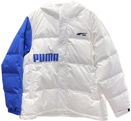 PUMA拼色印花logo连帽羽绒服男女同款 蓝白配色. 539727-02 Order PUMA拼色印花logo连帽羽绒服男女同款 蓝白配色. 539727-02